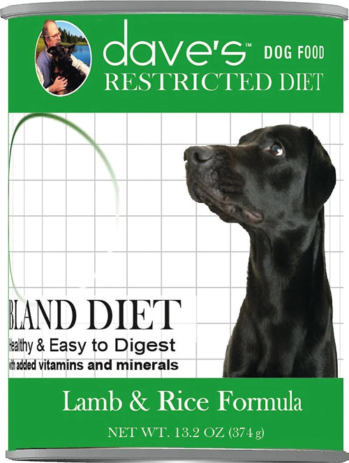 Dave's Dog Restricted Diet Bland – Lamb & Rice Formula 13. oz (Case of 12)