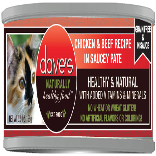 Dave Cat Grain Free Saucey Chicken N Beef 5.5 Oz (Case Of 24)