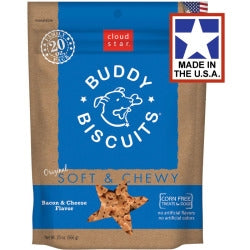 Cloud Star Original Soft and Chewy Buddy Biscuits With Bacon and Cheese Dog Treats, 20-Oz. Bag