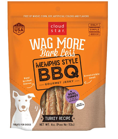 Wag More Bark Less Dog Jerky Grain Free Memphis Turkey 10oz.