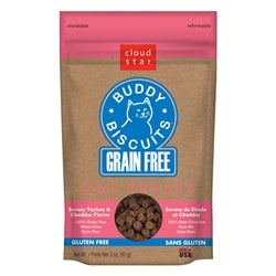 Cloud Star Grain-Free Buddy Biscuits With Savory Turkey and Cheddar Cat Treats, 3-Oz. Bag