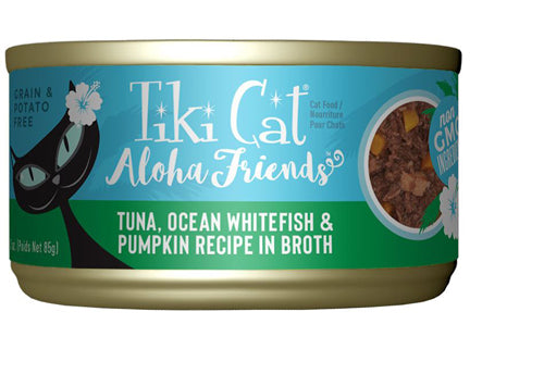 Tiki Pets Cat Aloha Friends Tuna, Ocean Whitefish & Pumpkin 3oz. (Case Of 12)