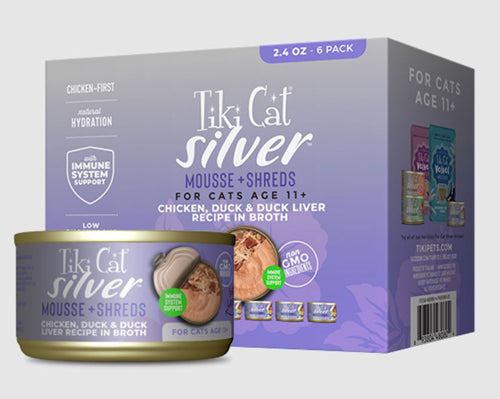 Tiki Pet Cat Silver Mousse Chicken Duck 14.4Oz (6per Pack)