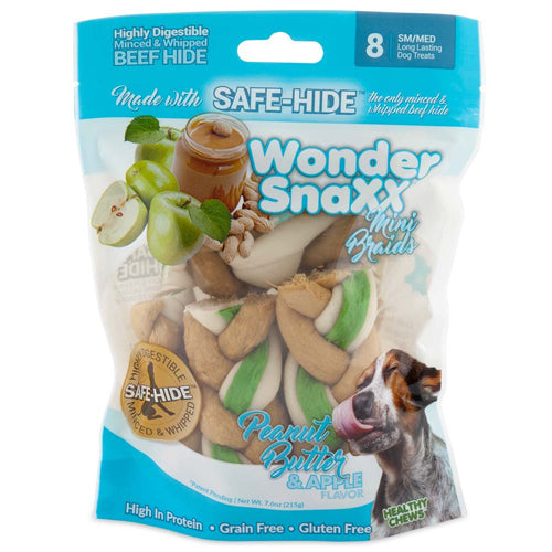 Wonder Snaxx Braids Peanut Butter and Apple Dog Treats 7.6 Oz, 8 Ct, Small, Medium