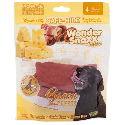 Wonder Snaxx Pockets Bacon With Real Cheese Dog Treats 5.4 Oz, 4 Ct, Large