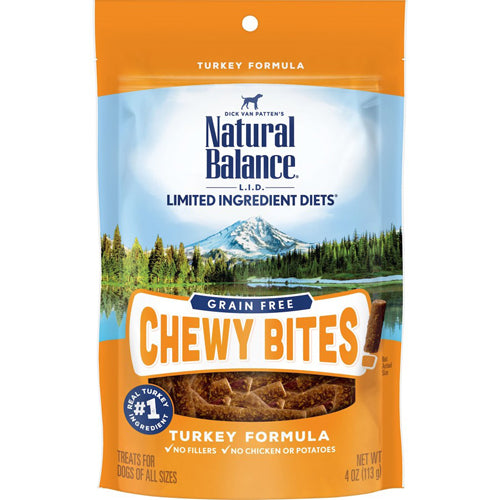 Natural Balance Pet Foods L.I.D Grain Free Chewy Bites! Dog Treats Turkey 4 oz