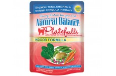 Natural Balance Pet Foods Platefulls Indoor Salmon Tuna Chicken & Shrimp in Gravy Cat Wet Food 3 oz 24 Pack