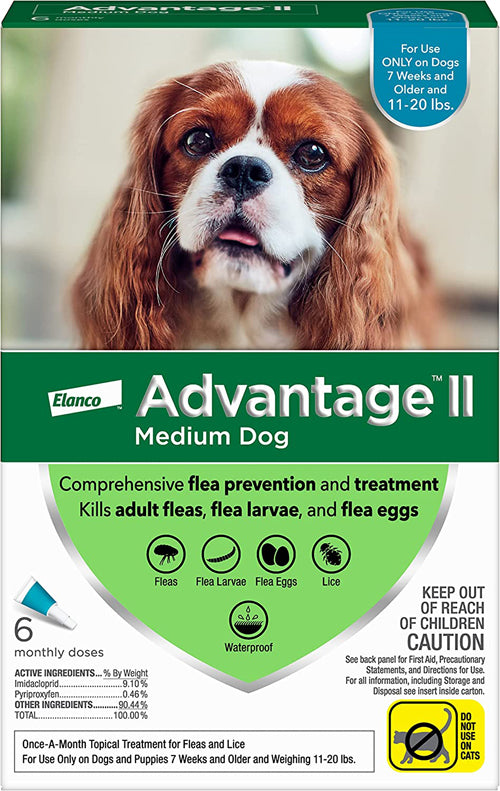 Advantage II Dog Meduim Teal 6-Pack