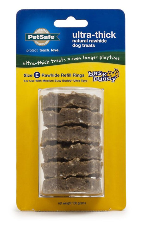 Busy Buddy Ultra-Thick Rawhide Rings Dog Treats Medium Size E