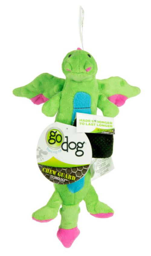 goDog Dragons Skinny Dog Toy with Chew Guard Technology Plush Squeaker Small