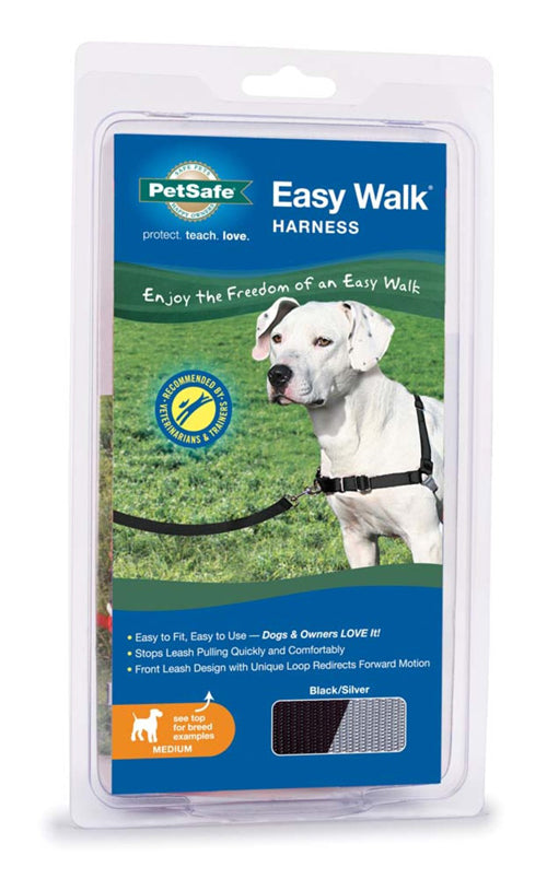 PetSafe Easy Walk Dog Harness Black, Silver Medium