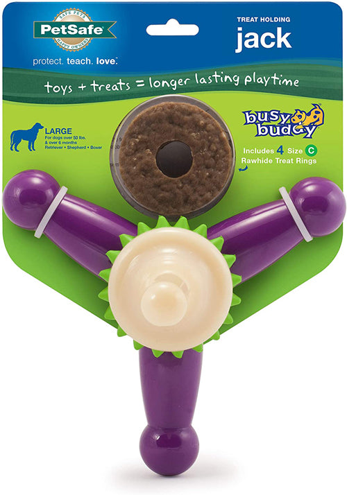 Busy Buddy Jack Dog Toy Purple, White Small