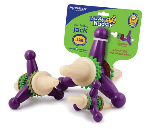 Busy Buddy Jack Dog Toy Purple, White Medium