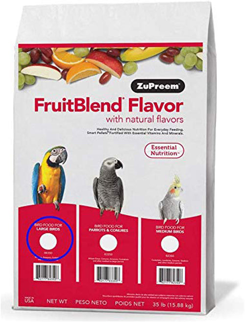 ZuPreem FruitBlend with Natural Flavor Pelleted Bird Food for Large Birds 35 lb