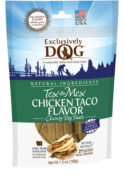 Exclusively Pet Tex Mex Chicken Taco Flavor Dog Treats 7oz