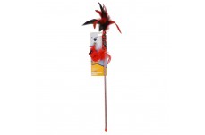 OurPets Real Bird Wand Cardinal Catnip Toy Red