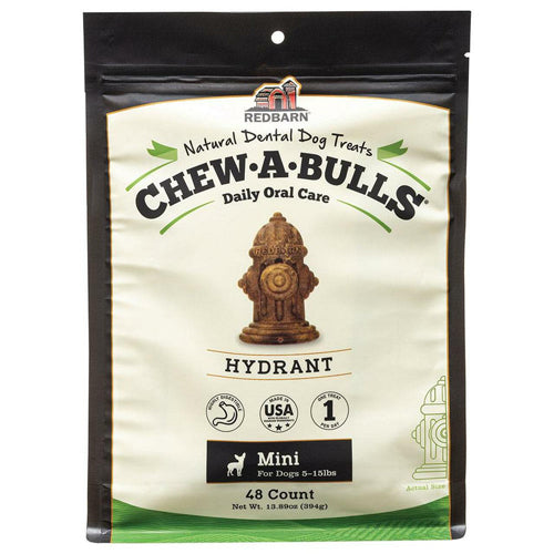 Redbarn Pet Products Chew-A-Bulls Hydrant Dog Treat Mini, 48 Pack