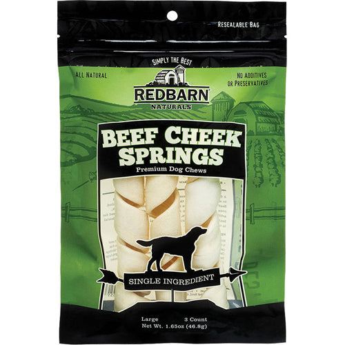 Redbarn Pet Products Beef Cheek Spring Dog Treat 3 pk