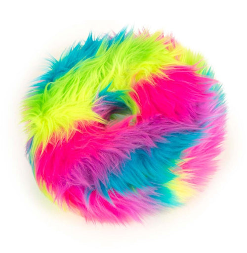 Godog Furballz Rings Durable Plush Squeaker Dog Toy Rainbow Large