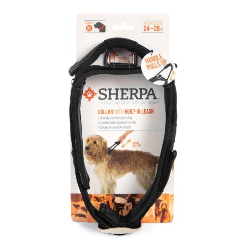 Sherpa's Pet Trading Company Dog Collar with Built in Leash Black Extra-Large