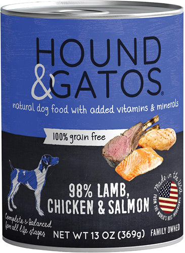 Hound & Gatos Dog Grain Free Lamb Chicken & Salmon 13Oz (Sold in Quantity of: 12)