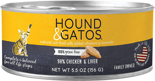 Hound & Gatos Cat Grain Free Chicken & Liver 5.5oz.(Case of 24)
