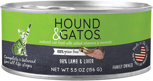 Hound & Gatos Cat Grain Free Lamb & Liver 5.5oz. (Case of 24)