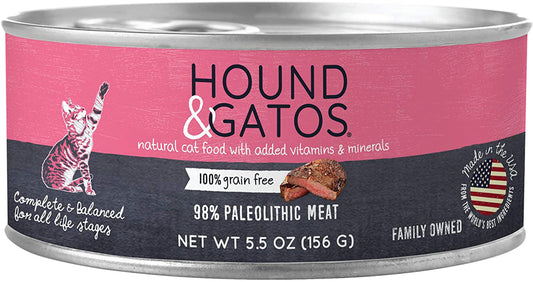 Hound & Gatos Cat Grain Free Original Paleolithic Meat 5.5oz. (Case of 24)