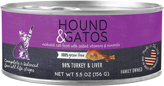 Hound & Gatos Cat Grain Free Turkey & Liver 5.5oz. (Case of 24)