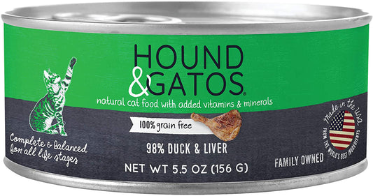 Hound & Gatos Cat Grain Free Duck & Liver 5.5oz. (Case of 24)