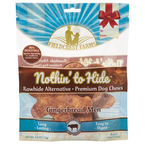 Fieldcrest Farms Nothin To Hide Gingerbread Man Beef Dog Treats 4pk