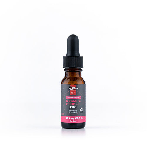 Primal 125 Mg Organic Full Spectrum Hemp Oil W/ Cbg For Cats