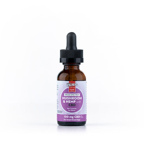 Primal 100 Mg Broad Spectrum Mushroom & Hemp Oil W/ Cbd For Small Dogs