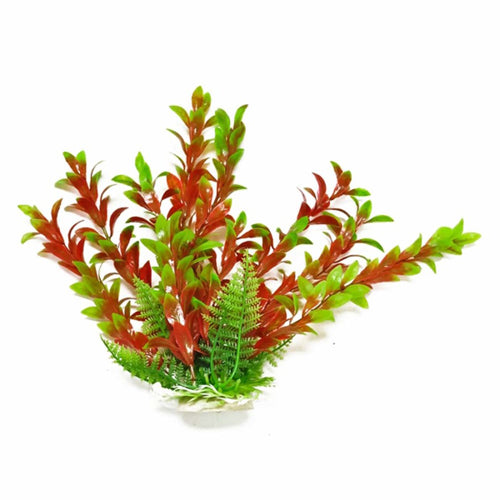 Aquatop Hygro Aquarium Plant with Weighted Base Green, Red 9 in