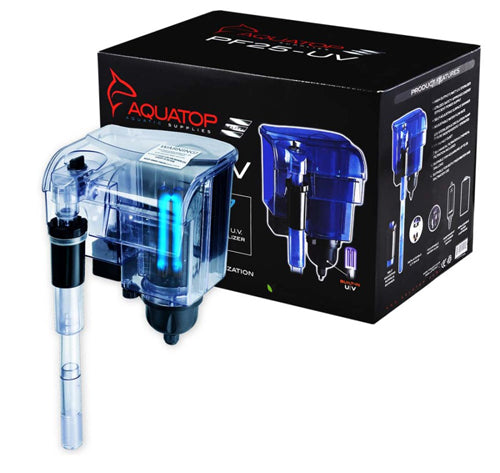 Aquatop Hang on Power Filter PF25-UV with UV Sterilization Translucent Blue