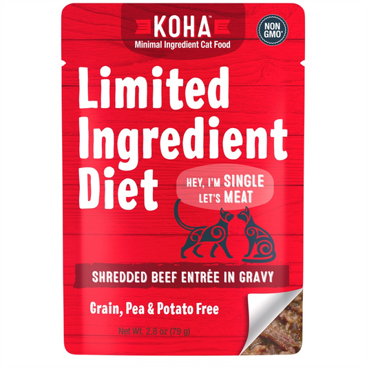 Koha Cat Limited Ingredient Grain Free Shredded Beef 2.8oz.(Case of 24)