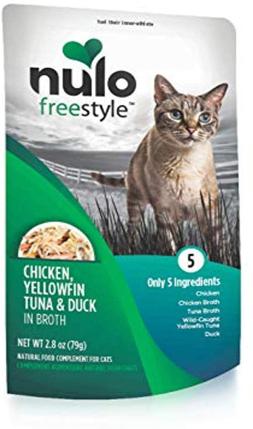 Nulo Chicken, Yellowfin Tuna & Duck in Broth Pouch Cat Wet Food 2.8 oz 24 Pack