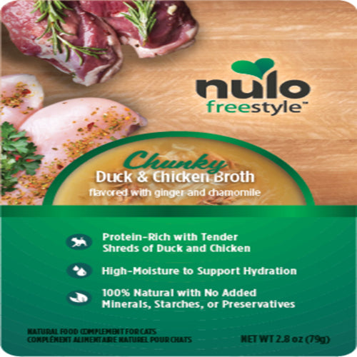 Nulo FreeStyle Chunky Broths Wet Cat Food Duck  Chicken, 24ea/2.8 oz