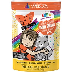 BFF Cat OMG Chicken & Salmon Shine Bright Chicken & Salmon Dinner in Gravy 2.8oz. Pouch (Case Of 12)