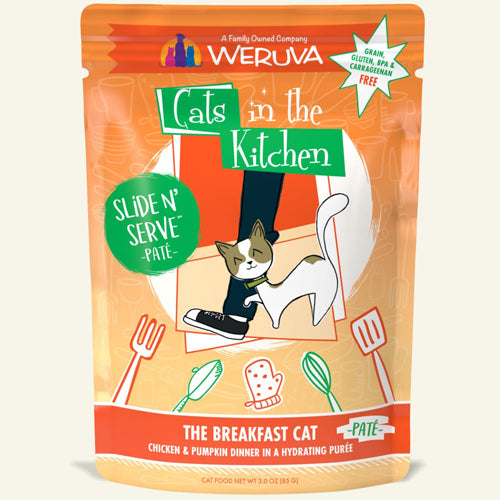 Cats In The Kitchen Slide N' Serve The Breakfast Cat Chicken & Pumpkin Dinner 3oz. Pouch (Case Of 12)