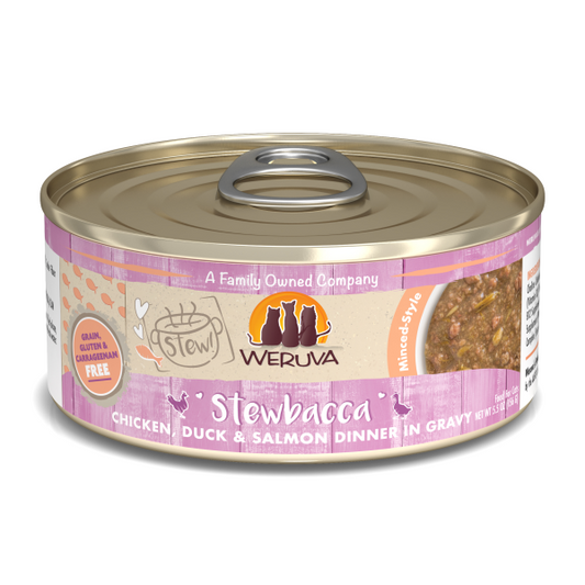 Weruva Cat Stewbacca Chicken, Duck & Salmon Dinner in Gravy 5.5oz (Case Of 8)