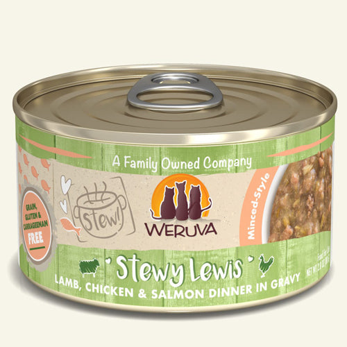 Weruva Cat Stewy Lewis Lamb, Chicken & Salmon Dinner in Gravy 2.8oz (Case Of 12)