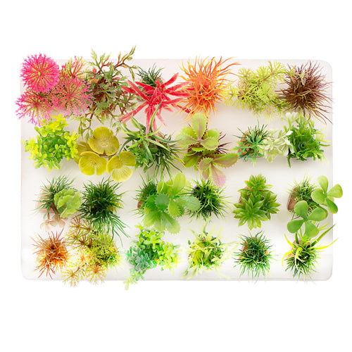 Aquatop Boxed Plastic Aquarium Plants Assorted MultiColored Assorted, 1ea/23 in, 24 pk