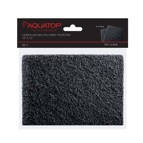 Aquatop Carbon Infused Filter Pad Black, 1ea/18 In X 10 in, 2 ct