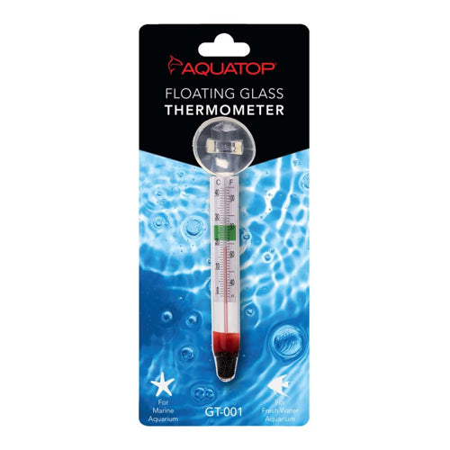 Aquatop Floating Glass Aquarium Thermometer with Suction Cup Mount Clear, 1ea