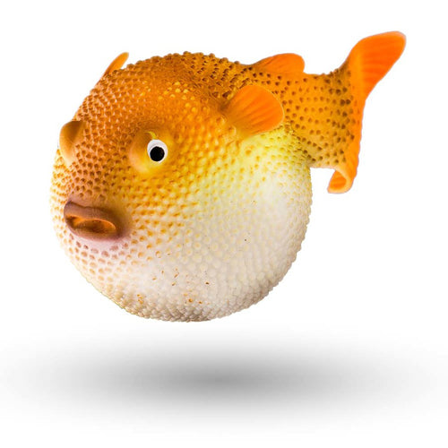 Aquatop Silicone Sea Creature Puffer Fish Aquarium Ornament Orange, White, 1ea/3 in