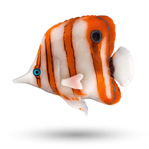 Aquatop Silicone Sea Creature Copperband Butterfly Fish Aquarium Ornament Orange, White 3.75 in