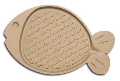 Loving Pets Spill-Proof Fish Shaped Cat Mat Tan