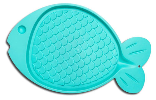 Loving Pets Spill-Proof Fish Shaped Cat Mat Aqua Green