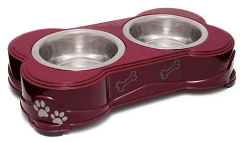 Loving Pets Double Diner Dog Bowl Merlot Small